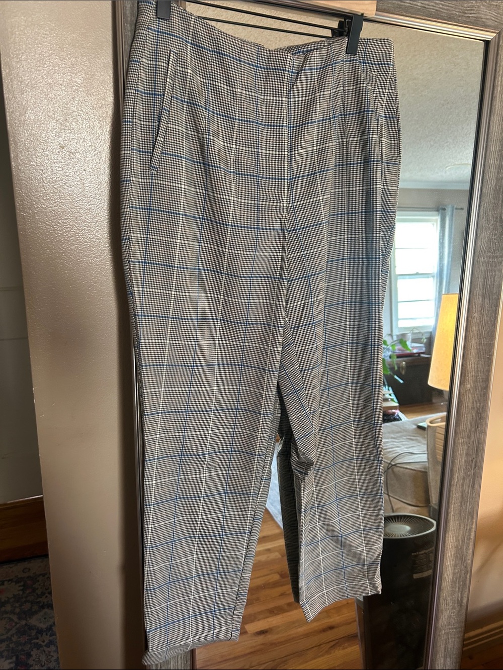 Nine West Gray Plaid Trousers with Blue Windowpane